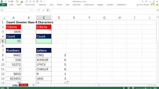 Excel Magic Trick 1181: Formula to Count Cells with 4 or More Characters: COUNTIFS & SUMPRODUCT