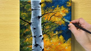 Birch Tree painting / Acrylic Painting for Beginners / STEP by STEP #295 / 자작나무 아크릴화
