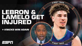 Stephen A. reacts to LeBron's injury, LaMelo's ankle & the Knicks winning again 🏀 | First Take
