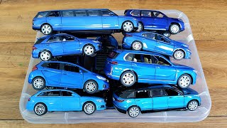 Box full of blue cars Pull Back Cars