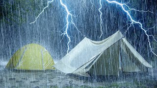 ⚡Terrible Thunderstorm Sounds for Sleeping | Powerful Rain on Tent & Intense Thunder on Stormy Night