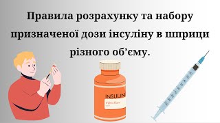 6а. Правила розрахунку та набору призначеної дози інсуліну в шприци різного об’єму (другий варіант).