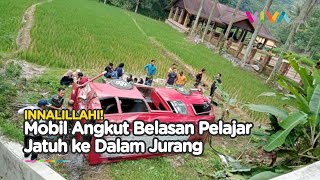 KECELAKAAN MAUT! Mobil Elf Masuk Jurang, Belasan Pelajar jadi Korban