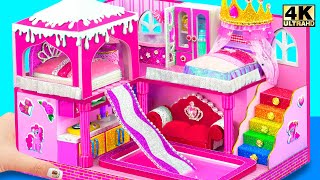Build 2 Floor Pink Castle With 2 Princess Bedroom, Water Slide And Pink Pool ❤️ DIY Miniature House