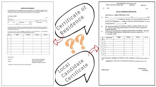 Certificate of Residence and Local Candidate Certificate