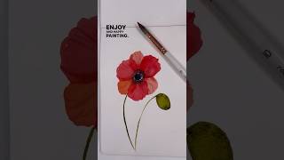 Easy watercolour poppy