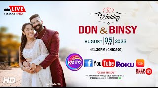 CHICAGO | WEDDING RECEPTION OF DON \u0026 BINSY ON AUGUST 5- SATURDAY  6.30 PM | KNANAYAVOICE