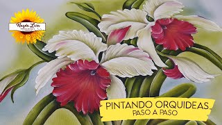 Pintura en tela pintando Orquídeas paso a paso