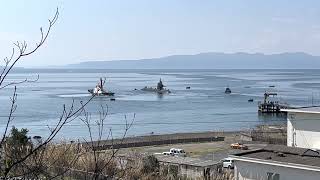 亀割公園　鹿児島音響測定所を離れるそうりゅう型潜水艦