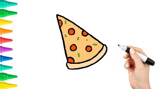 How to draw a slice of Pizza | Drawing easy for kids to draw