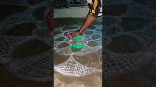 Rangoli design green colour kolam #shorts #shortfeed #Rangoli design ##kolam #rangoli