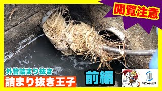 【詰まり抜き】排水管から出てきたのは大量の根っこ！根こそぎ取り除きました！職人による高圧洗浄で排水管をきれいに掃除！すっきり！[drain][排水溝掃除][現場]