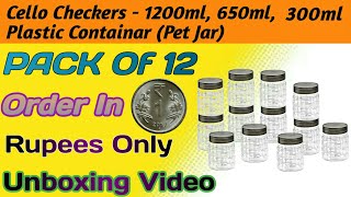 Unboxing the Cello Checkers - 1200ML, 650ML, 300ML Plastic Containers(Pet Jar) Pack Of 12| AIO Unbox