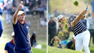 Highlights as Henrik Stenson \u0026 Justin Rose defeat Dustin Johnson \u0026 Rickie Fowler | 2018 Ryder Cup