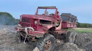 M35a2 driving through the mine field hill and hole