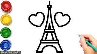 How To Draw The Eiffel Tower For Kids | Eiffel Tower Drawing | Smart Kids Art