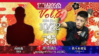 【第八回令和熾烈大合戦】60〜65 キックルール 2分2R 山田義vs佐々木勇気