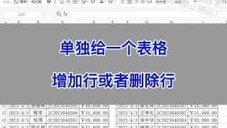 Excel：单独给一个表格增加行或者删除行。#excel #wps #办公技巧