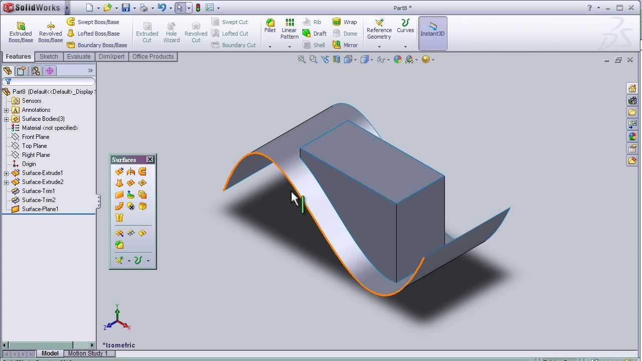 20 Solidworks Surface Tutorial Untrim Surface Youtube