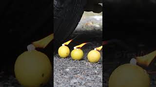 Experiment Car vs Fire Lemon, Crushing Lemon By Car