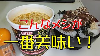 【飯テロ】カップヌードル 「担担 〜花椒とゴマ香るコク旨たんたん」とローソンの冷凍牛ハラミ丼を爆食するオッサン【ローソン】【ASMR】