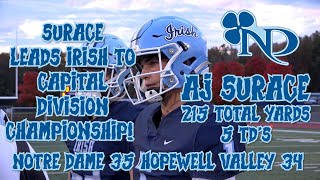 Notre Dame 35 Hopewell Valley 34 | Rutgers commit AJ Surace 5 TD's | Week 8 highlights