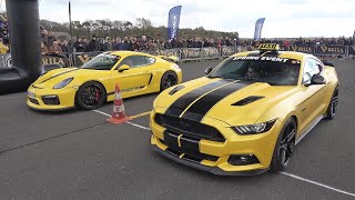 Porsche Cayman GT4 vs Ford Mustang GT vs Novitec Lamborghini Huracan N-Largo