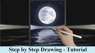 Moon Night Procreate Drawing Tutorial - Step by Step