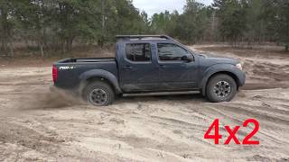 Sugar Sand Difference between 4X2 versus 4X4, 2015 Nissan Frontier PRO-4X. Off Road Navara