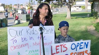 Concerned parent Vanessa Bennett rallies to reopen Oceanside Unified School District