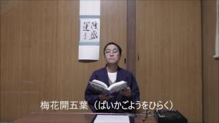 田村季山先生による禅語解説と範書「梅花開五葉」