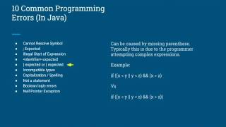 10 Common Errors and Mistakes Made in JAVA