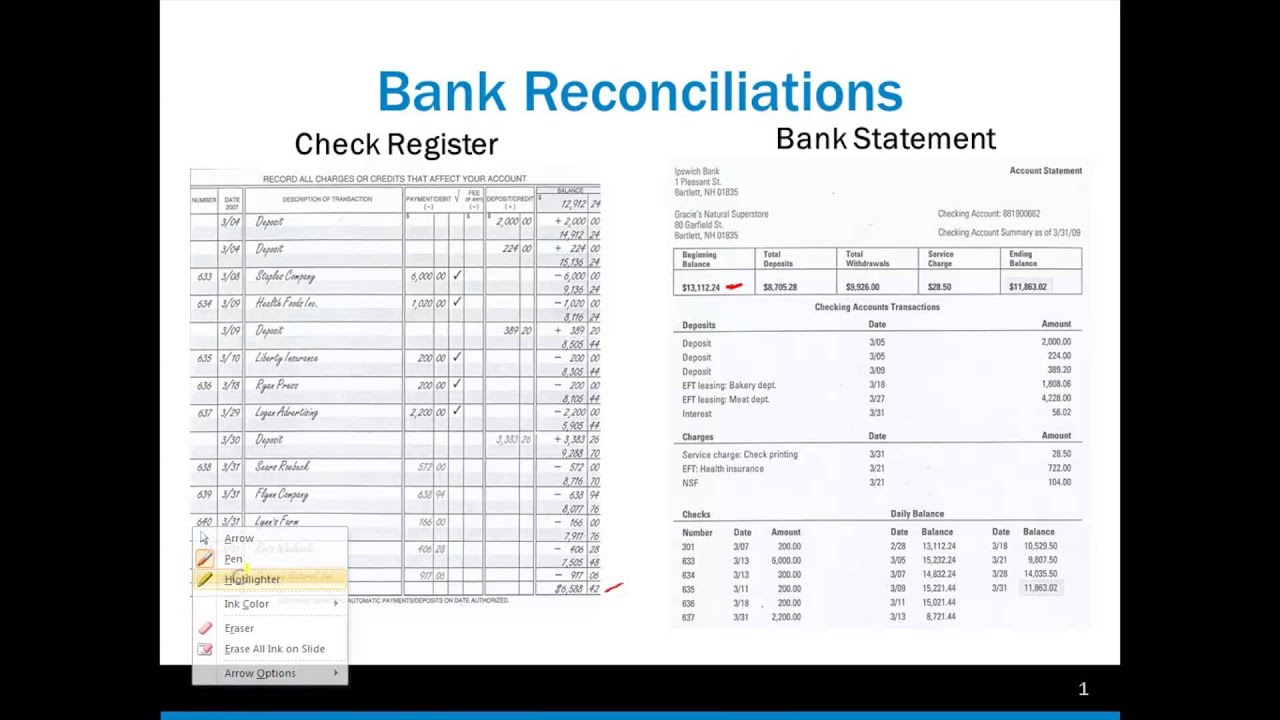 Bank Reconciliations Part 1 - YouTube