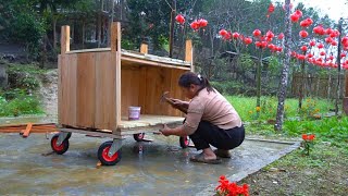 With skillful hands, COI made a wooden mobile car to sell goods