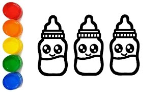 Chusani drawing easy ll How to draw baby milk bottle ll pacifier drawing for kids step by step