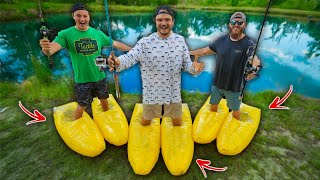 $500 Inflatable WALK ON WATER Shoes From ALIBABA! (1v1v1 Fishing Challenge)
