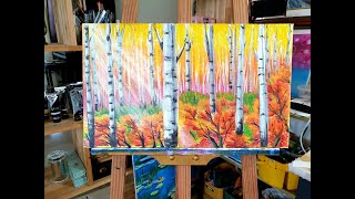 자작나무 아크릴 물감으로 그리기 / drawing birch trees with acrylic paints