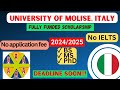 Application Process for University of Molise | Study in Italy | Fully funded Scholarship