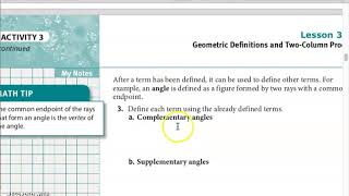 3-1 Geometric Definitions & Two Column Proofs