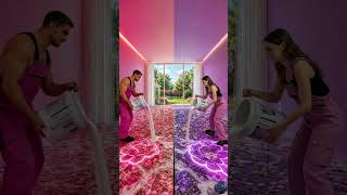 THIS DOUBLE FLOOR IS SO IMPRESSIVE😱🩷💜Pink & Purple Flower Sea Epoxy Luxury Floor💜🩷#epoxy #epoxyfloor