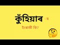 কুঁহিয়াৰ ৰ ইংৰাজী কি কুঁহিয়াৰ মানে কি assamese to english vocabulary word s meaning