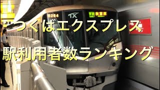 【利用者数】つくばエクスプレス　駅利用者数ランキング！