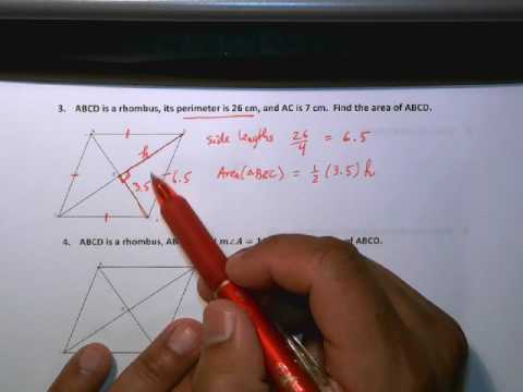 Area of Rhombus when given Perimeter and Diagonal Area of Rhombus when given Perimeter and Diagonal