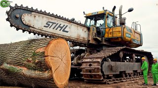 Extreme Dangerous Fastest Big Chainsaw Cutting Tree Machines | Monster Stump Removal Excavator #23