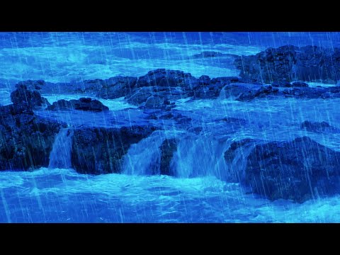 Heavy Rain & Big Ocean Waves ️  Rainstorm Sounds White Noise for Sleeping, Studying or Relaxation