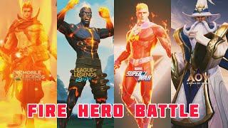 VALIR VS BRAND VS IGNIS VS HUMAN TORCH - FIRE HERO COMPARISON | MLBB VS AOV VS LOL WR VS MSW