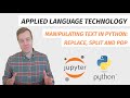 Manipulating text in Python: replace, split and pop