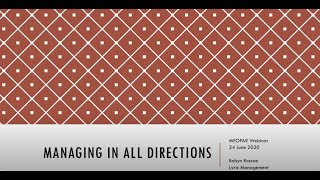 Webinar: Managing In All Directions