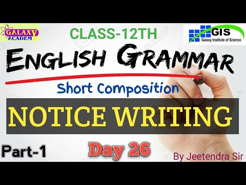 12th NOTICE WRITING | Short Composition | Part-1 | English Grammar ...