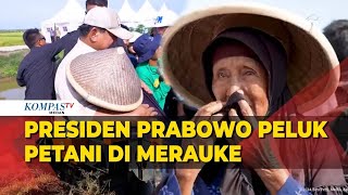 Prabowo Peluk Petani di Merauke usai Tinjau Program Swasembada Pangan Nasional